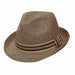 Jitney Two Tone Tweed Brim Straw Fedora Hat - DPC Global Fedora Hat Dorfman Hat Co. ms390twl Brown Tweed Large (58.5 cm) 