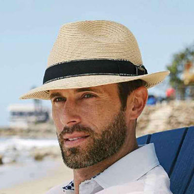Microbraid Fedora Hat with Black Stitched Band - Scala Hats for Men Fedora Hat Scala Hats    