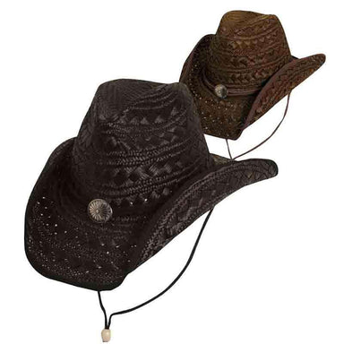 Fancy Weaved Dyed Rush Western Cowboy Hat - DPC Outdoor Cowboy Hat Dorfman Hat Co.    