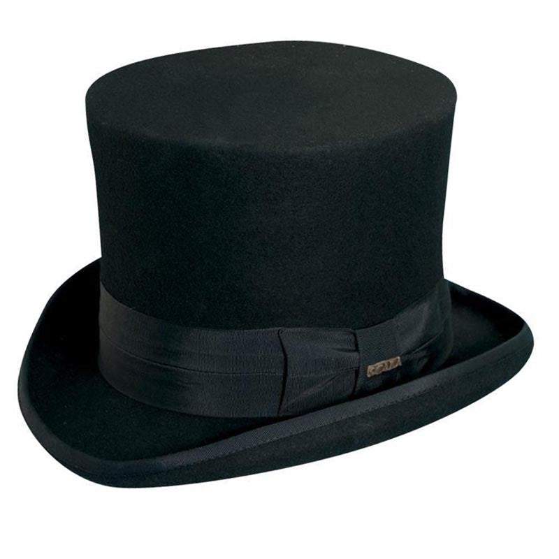 Mad Hatter Structured Wool Felt Top Hat up to 2XL - Scala Hat Top Hat Scala Hats WF567 Black Large (59 cm) 
