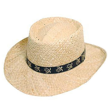 Marco Woven Raffia Gambler Hat with Turtle Tape Band - Scala Hats for Men Gambler Hat Scala Hats MR96-BLK1 Black S/M (21 1/2"-22 1/8") 