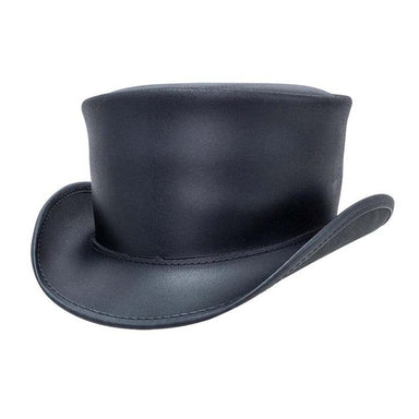 Marlow Leather Top Hat In Its Simple Beauty, Black - Steampunk Hatter Top Hat Head'N'Home Hats MWmarlowBS Black Small 