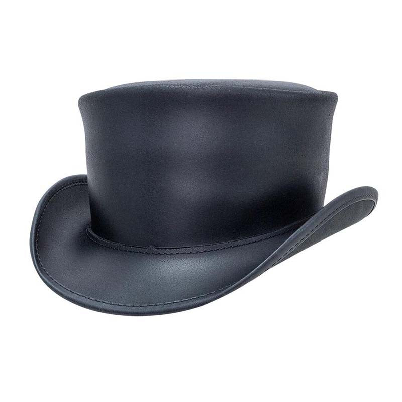 Marlow Leather Top Hat In Its Simple Beauty, Black - Steampunk Hatter, Top Hat - SetarTrading Hats 