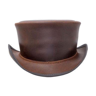 Marlow Leather Top Hat In Its Simple Beauty, Brown - Steampunk Hatter Top Hat Head'N'Home Hats    