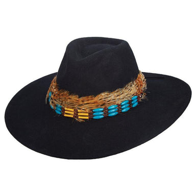 Marne Black Wool Felt Safari Hat with Feather Band - Brooklyn Hats Safari Hat Brooklyn Hat BKN1547 Black  