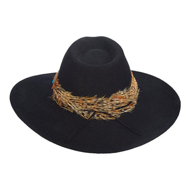 Marne Black Wool Felt Safari Hat with Feather Band - Brooklyn Hats Safari Hat Brooklyn Hat    