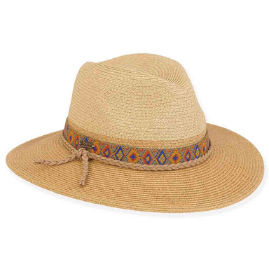 Martinique Straw Safari Hat with Multi Color Band - Sun 'N' Sand, Safari Hat - SetarTrading Hats 