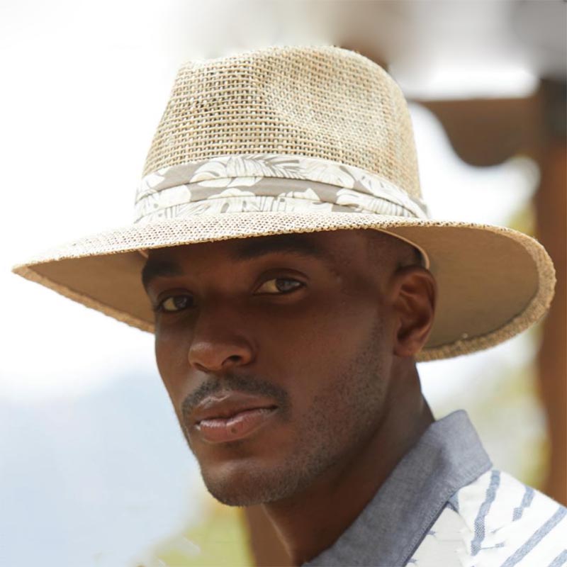 Matte Seagrass Safari Hat with Tropical Band - Scala Hats for Men