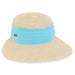 Maya Sun Savor Hat with Bright Chiffon Band - Sun 'N' Sand Hats Facesaver Hat Sun N Sand Hats HH1955F aq Aqua Medium (57 cm) 