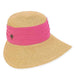 Maya Sun Savor Hat with Bright Chiffon Band - Sun 'N' Sand Hats Facesaver Hat Sun N Sand Hats HH1955F Fuchsia Medium (57 cm) 