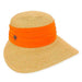 Maya Sun Savor Hat with Bright Chiffon Band - Sun 'N' Sand Hats Facesaver Hat Sun N Sand Hats HH1955H Orange Medium (57 cm) 