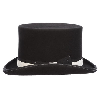 Mc Hale 5.5" Tall Black & White Wool Felt Top Hat - Scala Hat Top Hat Scala Hats    