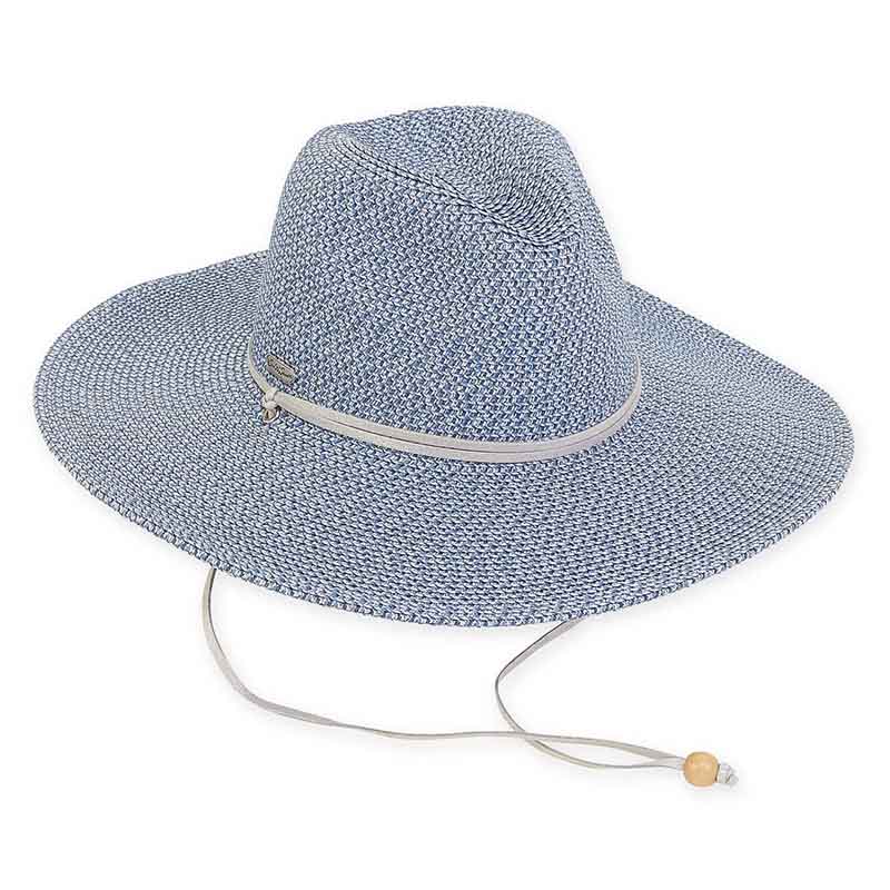 Metallic Straw Safari Hat with Chin Cord - Sun 'N' Sand Hats Safari Hat Sun N Sand Hats HH2372B Blue / Silver Medium (57 cm) 
