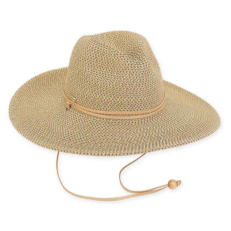Metallic Straw Safari Hat with Chin Cord - Sun 'N' Sand Hats Safari Hat Sun N Sand Hats HH2372A Tan / Gold Medium (57 cm) 