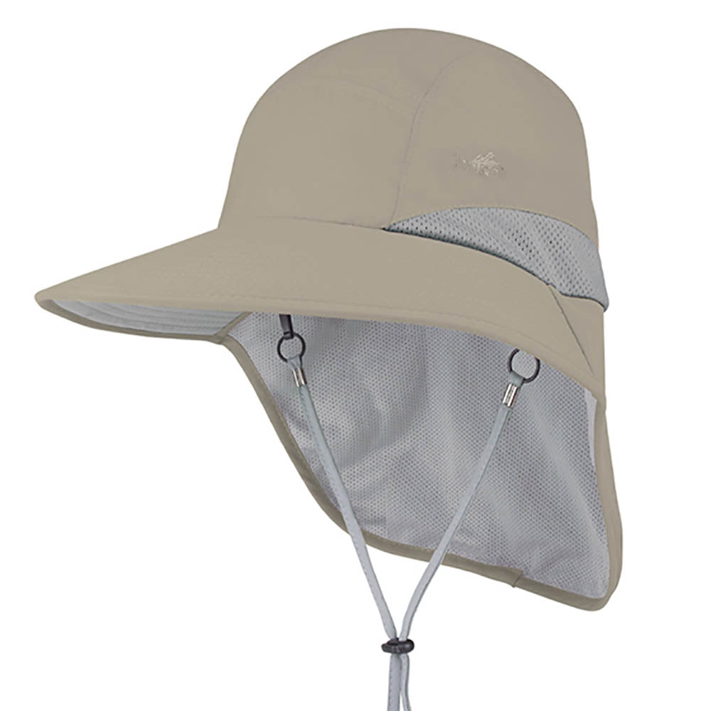 Microfiber Large Bill UV Cap with Neck Cape - Juniper UV Wear Cap MegaCI J7249KH Khaki  