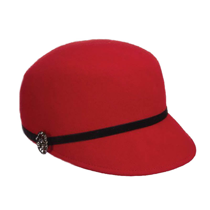 Militant Wool Felt Cadet Cap with Brooch - Callanan Millinery Cap Callanan Hats LV410 Red Medium (57 cm) 