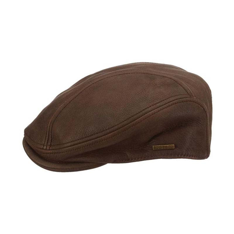 Moher Oily Timber Leather Flat Cap - Stetson Hat Flat Cap Stetson Hats STW515-BRN3 Brown Large/XLarge 