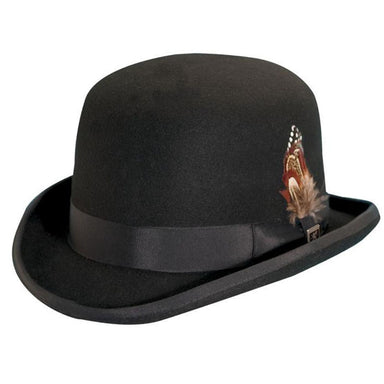 Monroe Wool Felt Derby Hat - Stacy Adams Hats Bowler Hat Stacy Adams Hats SAW506-BLK2 Black Medium (22.25") 