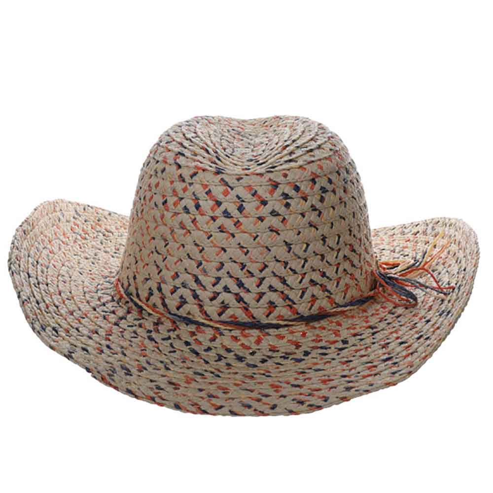 Cappelli tan western straw hat with colorful embroidered accents Scala Straw Western- San Minato – Tenth Street Hats main image 4