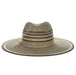 Multi Tone Large Brim Straw Safari Hat with Metallic Detail - Scala Hats Safari Hat Scala Hats    