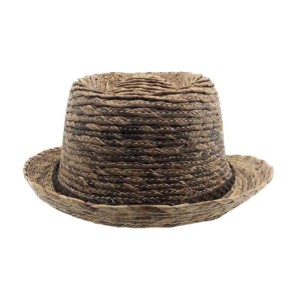 Multitone Palm Straw Fedora Hat with Suede Tie - Caribbean Joe® Hats Fedora Hat Caribbean Joe    