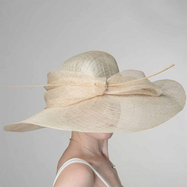 Natural Large Bow Tie Floppy Sinamay Derby Hat - KaKyCO Dress Hat KaKyCO    