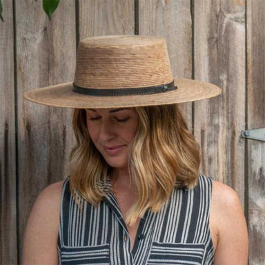 Natural Woven Palm Boater Style Sun Hat - JSA Bolero Hat Jeanne Simmons    