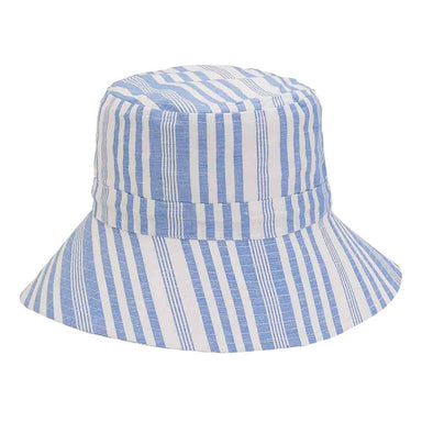 Nautical Striped Cotton Bucket Hat for Women - Sun 'N' Sand Hats Bucket Hat Sun N Sand Hats HH2630B Blue S/M (56-57 cm) 