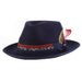 Navy Wool Felt Fedora with Floral Print Band - Stacy Adams Hats, Safari Hat - SetarTrading Hats 