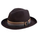 Navy Wool Felt Raw Edge Snap Brim Fedora - Stacy Adams Hats, Safari Hat - SetarTrading Hats 