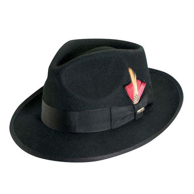 New Yorker Structured Wool Felt Fedora Hat - Scala Hat Fedora Hat Scala Hats WF502 Black Medium (22.25") 