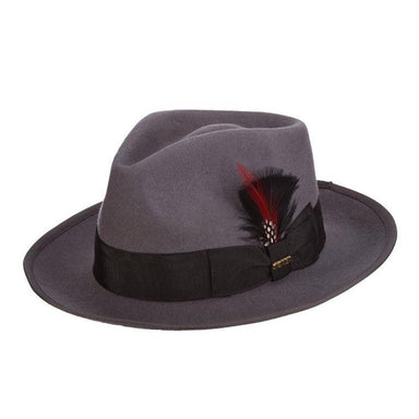 New Yorker Structured Wool Felt Fedora Hat - Scala Hat Fedora Hat Scala Hats WF502 Grey Medium (22.25") 