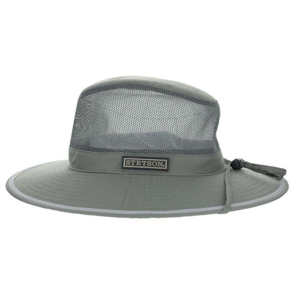 Panama Jack Mesh Crown Safari Sun Hat, 3 Brim, Adjustable Chin Cord, UPF  (SPF) 50+ Sun Protection (Charcoal, Large)
