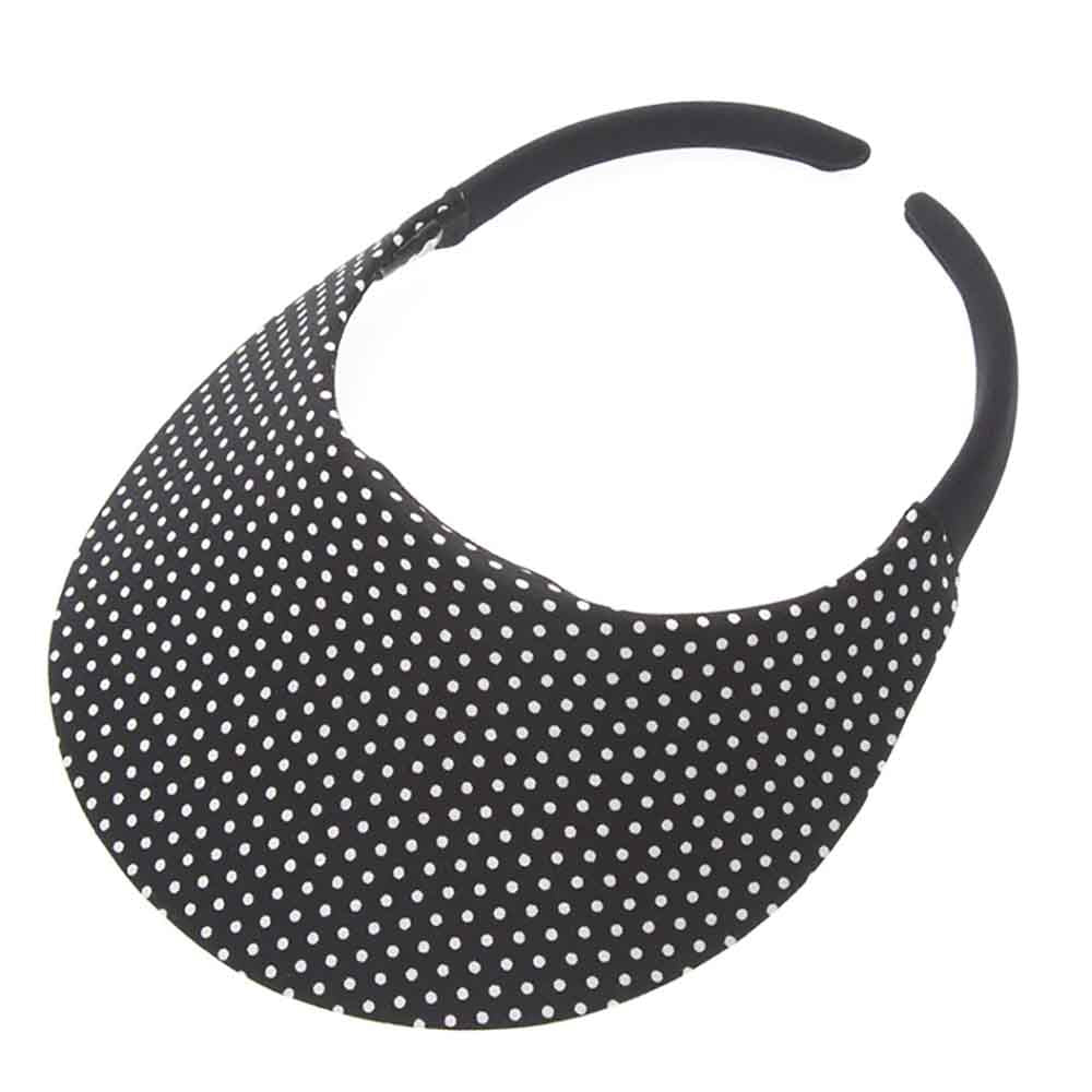 No Headache® Midsize Clip On Polka Dot Sun Visor Visor Cap No Headache PFCM-DOT2 Black/White