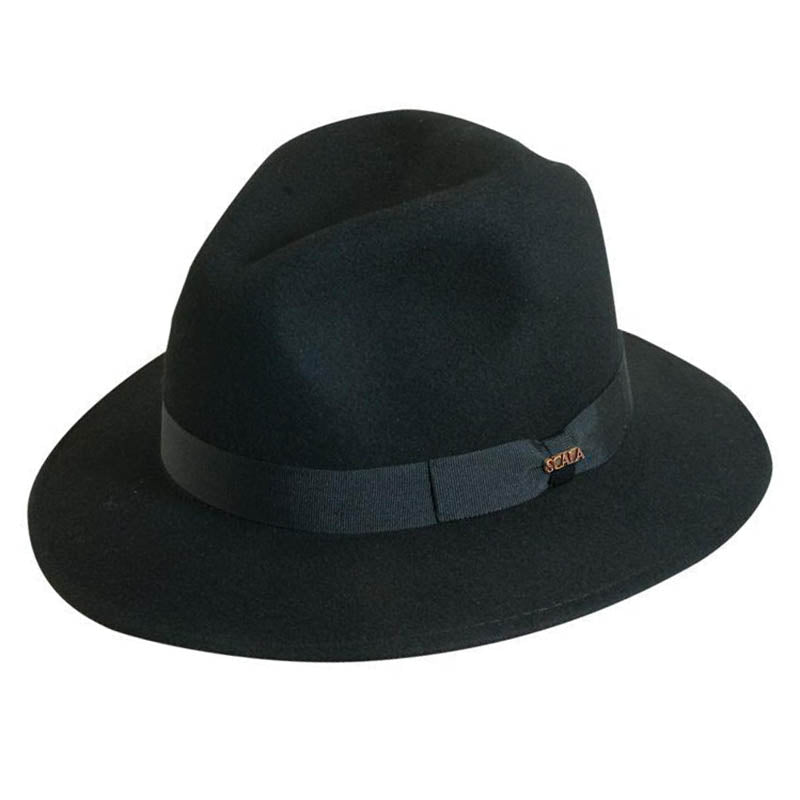 Norfork Crushable Water Repellent Wool Felt Safari Hat - Scala Hat Safari Hat Scala Hats DF3 Black Medium (57 cm) 
