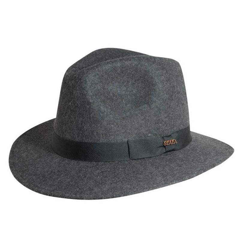 Norfork Crushable Water Repellent Wool Felt Safari Hat - Scala Hat Safari Hat Scala Hats DF3 Charcoal Medium (57 cm) 