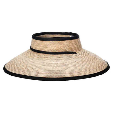 Open Crown Palm Visor Hat with Black Trim - Makai Hat Co Visor Cap Makai Hat MA141OS Natural M/L (57-59 cm) 