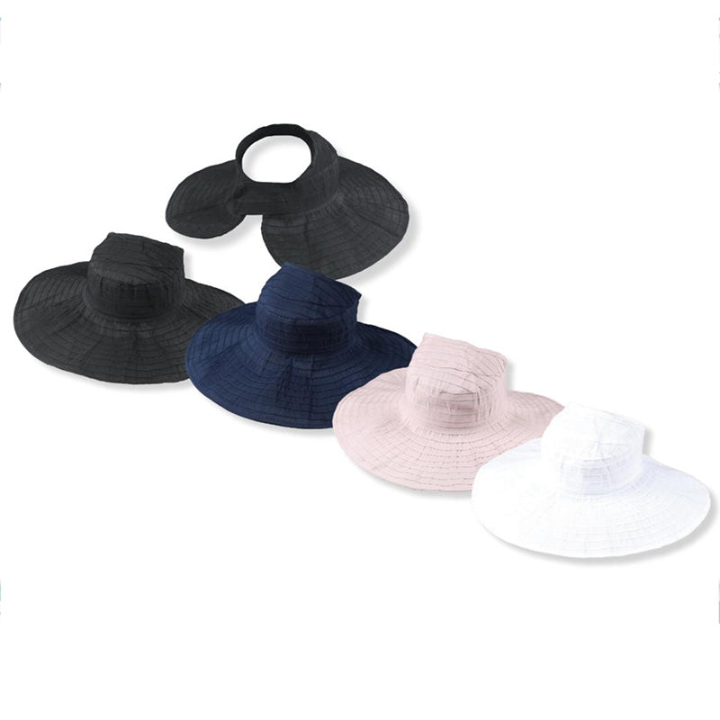 Open Crown Ponytail Roll Up Sun Visor Hat - Jeanne Simmons Hats Facesaver Hat Jeanne Simmons js6014pk Pink OS 