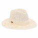 Open Weave Crown Wide Brim Fedora  - Sun 'N' Sand Hats Safari Hat Sun N Sand Hats HH2661A Ivory M/L (58 cm) 