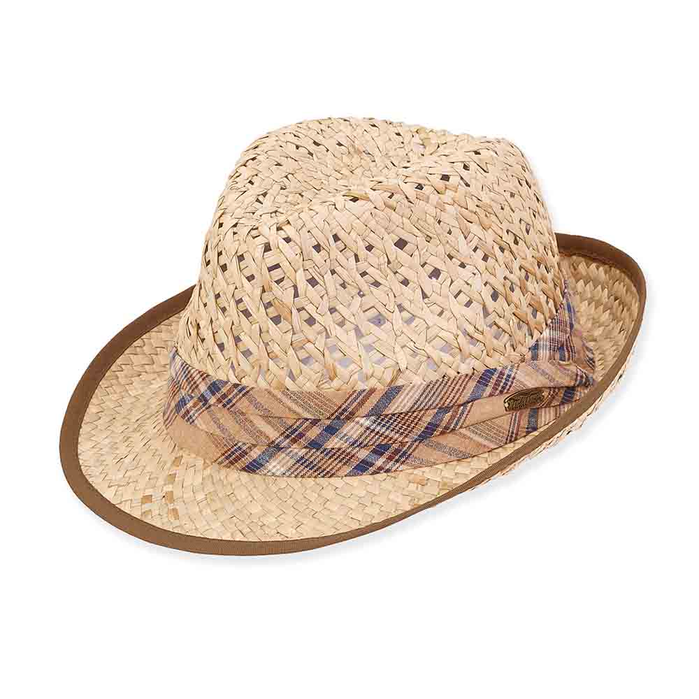 Open Weave Seagrass Straw Fedora - Tidal Tom Hats Fedora Hat Sun N Sand Hats HTT1010B-XL Brown XL (60-61 cm) 