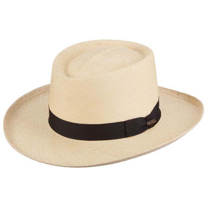 Orleans Handwoven Panama Gambler Hat - Scala Classico Mens Hats Panama Hat Scala Hats P125 Natural Small 
