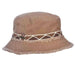 Cotton Bucket Hat with Frayed Brim - Panama Jack Bucket Hat Panama Jack Hats pjl624bn Brown  