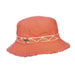 Cotton Bucket Hat with Frayed Brim - Panama Jack Bucket Hat Panama Jack Hats pjl624sa Salmon  