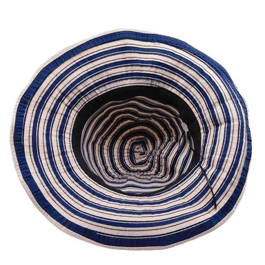 Packable Striped Ribbon Hat with Large Bow - Bohemian Fashion Cloche Bohemian Fashion    