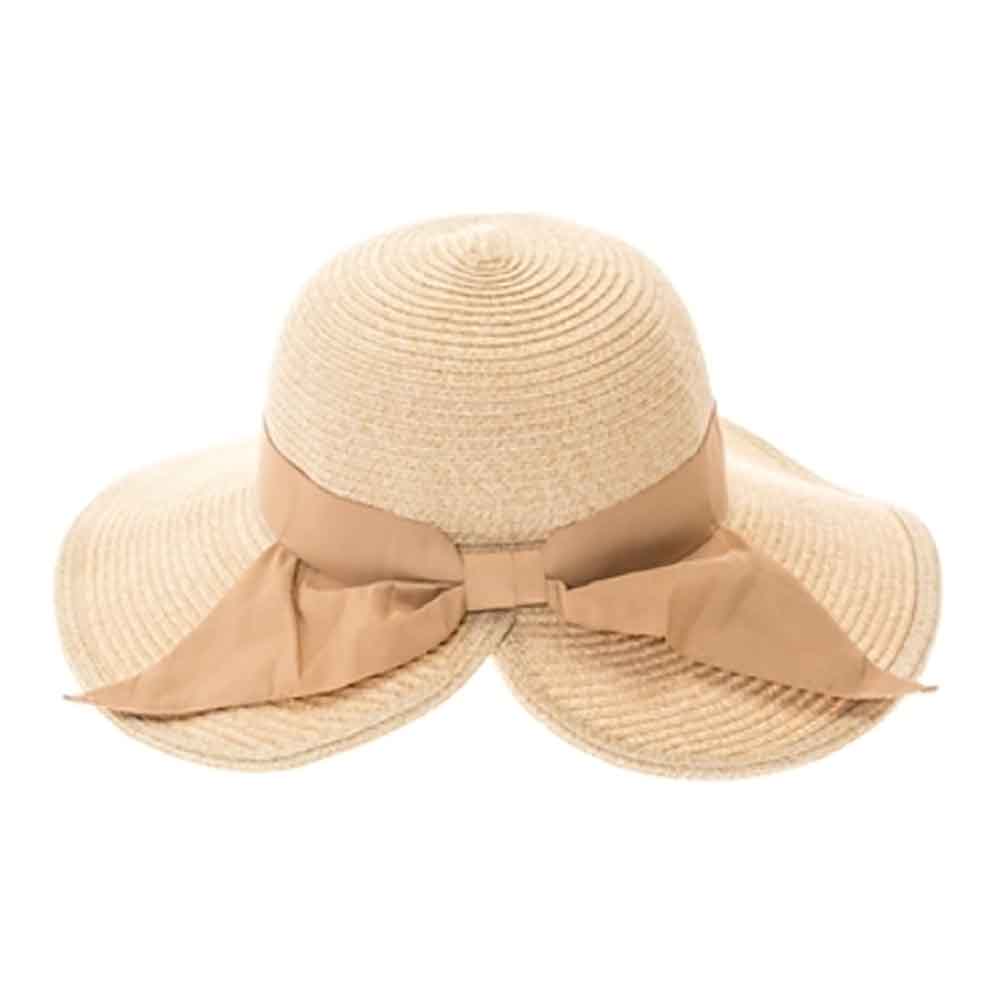 Packable, Washable Split Brim Straw Sun Hat - Boardwalk Style Wide Brim Hat Boardwalk Style Hats DA1864-NAT Natural/Tan OS (57 cm) 