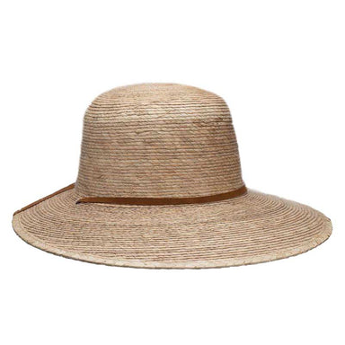 Palm Leaf Dimensional Brim Sun Hat with Chin Strap - Scala Hats Facesaver Hat Scala Hats LS256-Light Light Palm Medium (57 cm)