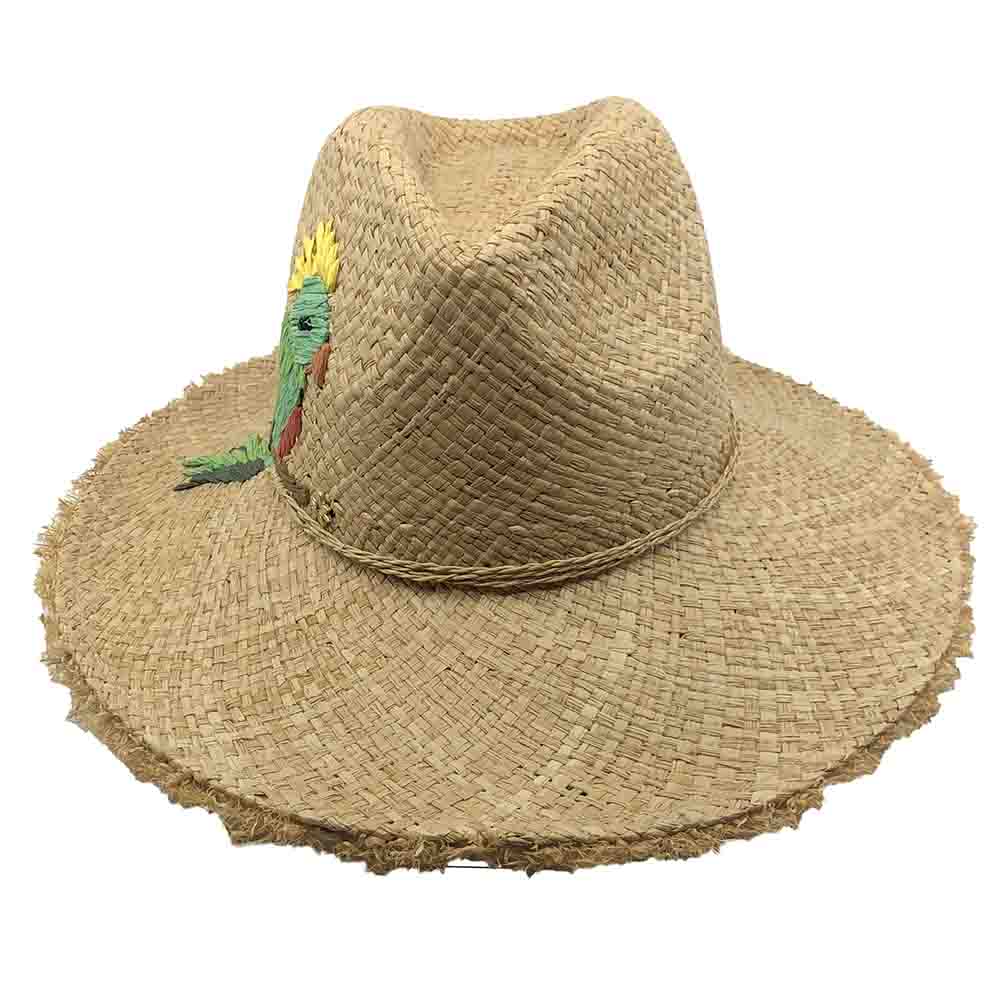 Parakeet Raffia Safari Hat with Frayed Brim - Cappelli Straworld, Safari Hat - SetarTrading Hats 