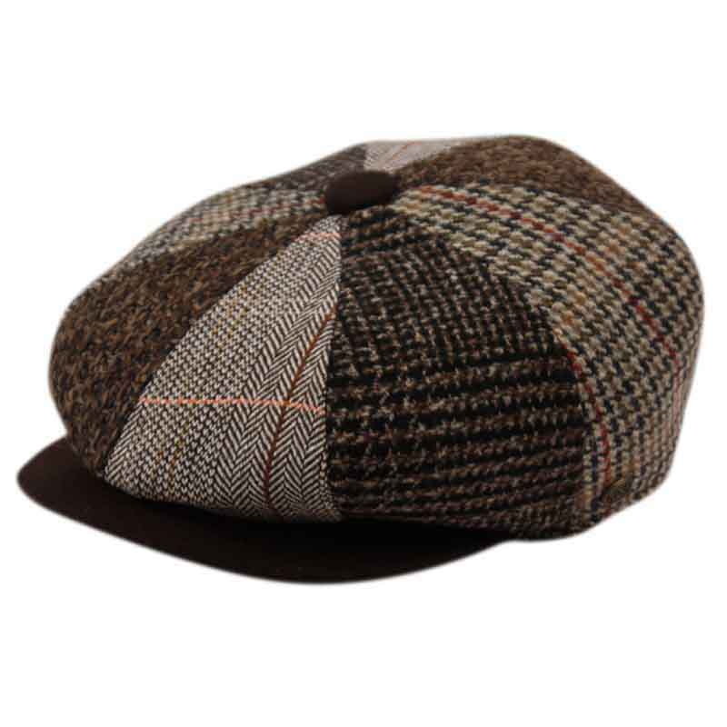 Patchwork Multi Color Wool Newsboy Cap - Epoch Hats Flat Cap Epoch Hats NSB1910-MED Brown M (22 3/8") 