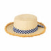 Petite Boater Hat with Gingham Band - San Diego Hat, Bolero Hat - SetarTrading Hats 