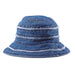 Petite Denim Cloche Hat with Frayed Stripes for Small Heads Cloche MegaCI MC7897Y Denim Small (55 cm) 